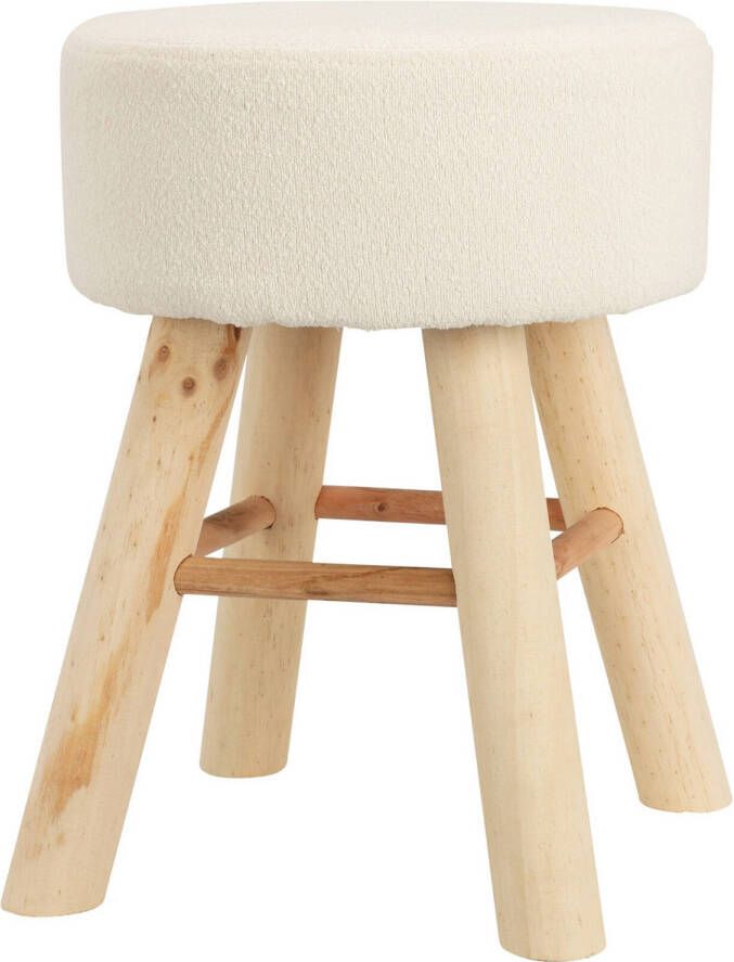 H&S Collection Krukje hout teddy stof wit D31 x H40 cm Krukjes