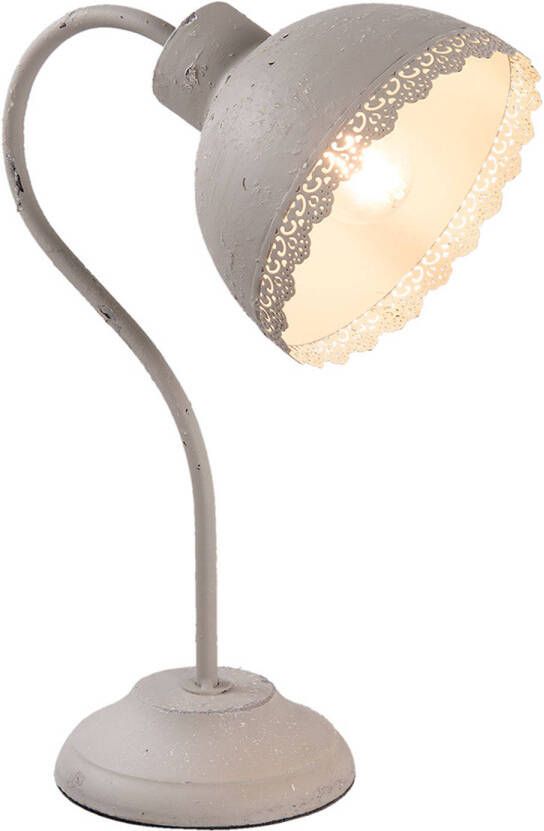 HAES deco Bureaulamp Shabby Chic Vintage Retro Lamp 15x25x35 cm Grijs Metaal Tafellamp Sfeerlamp