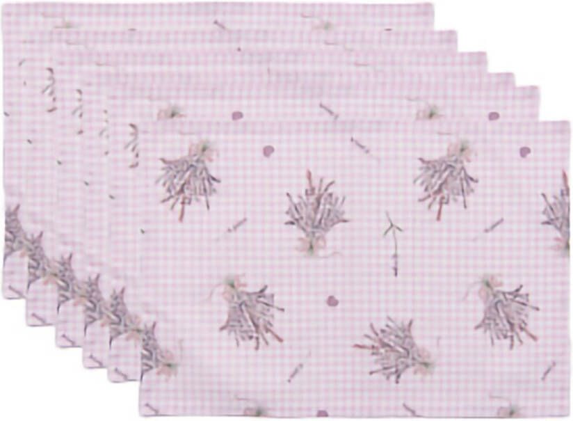 HAES deco Set van 6 Placemats 48x33 cm 100% Katoen Lavender Garden