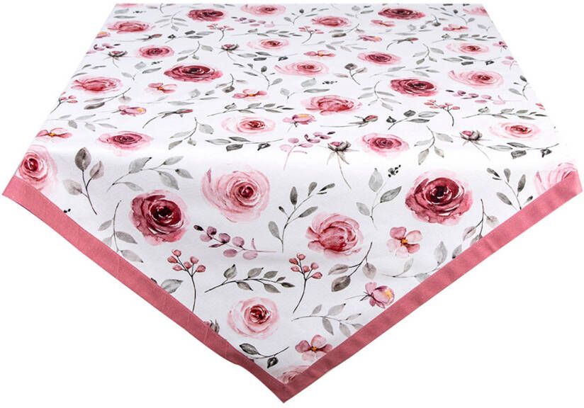 HAES deco Vierkant Tafellaken 150x150 cm 100% Katoen Rustic Rose