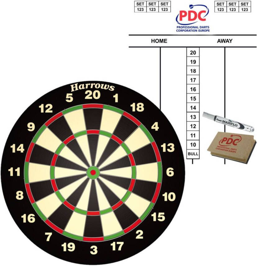 Harrows Darts Dartbord Harrows set compleet dia 45 cm met een scorebord set Dartborden