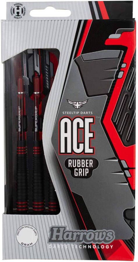 Harrows Ace Rubbergrip Steeltip dartpijlenset (Gewicht pijl: 0 024 kg)