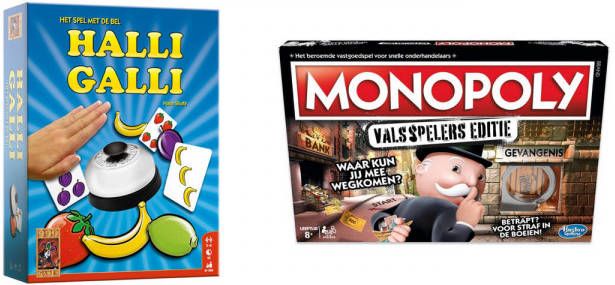 Hasbro Spellenbundel Bordspellen 2 Stuks Halli Galli & Monopoly Valsspelerseditie