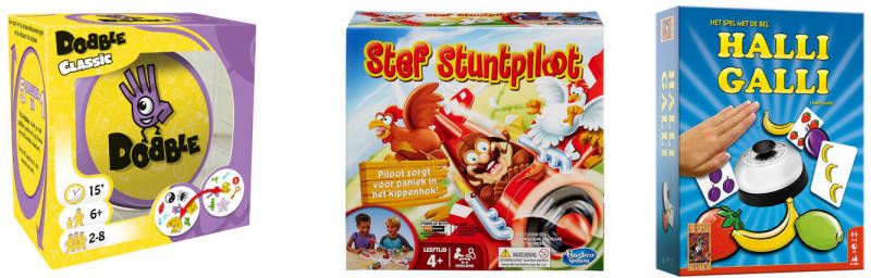 Hasbro Spellenbundel Bordspellen 3 Stuks Dobble Classic & Halli Galli & Stef Stuntpiloot