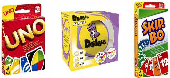 Hasbro Spellenbundel Bordspellen 3 Stuks Uno & Dobble Classic & Skip-Bo