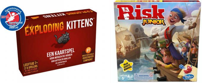 Hasbro Spellenset Bordspel 2 Stuks Exploding Kittens & Risk Junior