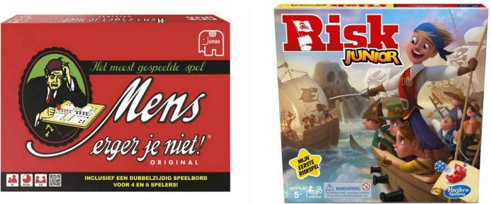 Hasbro Spellenset Bordspel 2 Stuks Mens Erger Je Niet & Risk Junior