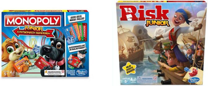 Hasbro Spellenset Bordspel 2 Stuks Monopoly Junior Elektronisch Bankieren & Risk Junior