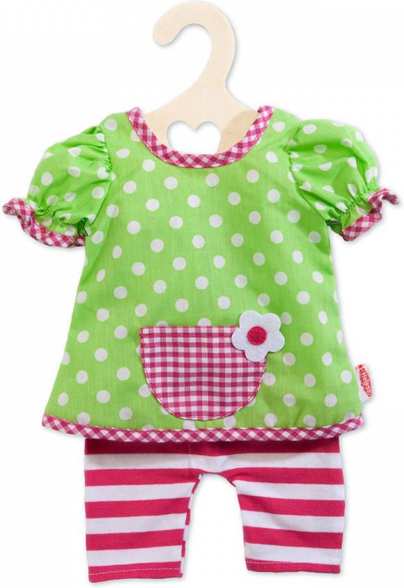 Heless poppenkleding jurk met legging groen roze 35-45 cm