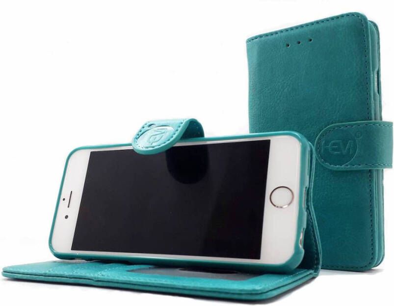 HEM Apple iPhone 12 Mini Pure Turquoise Leren Portemonnee Hoesje Lederen Wallet Case TPU meegekleurde binnenkant- Book