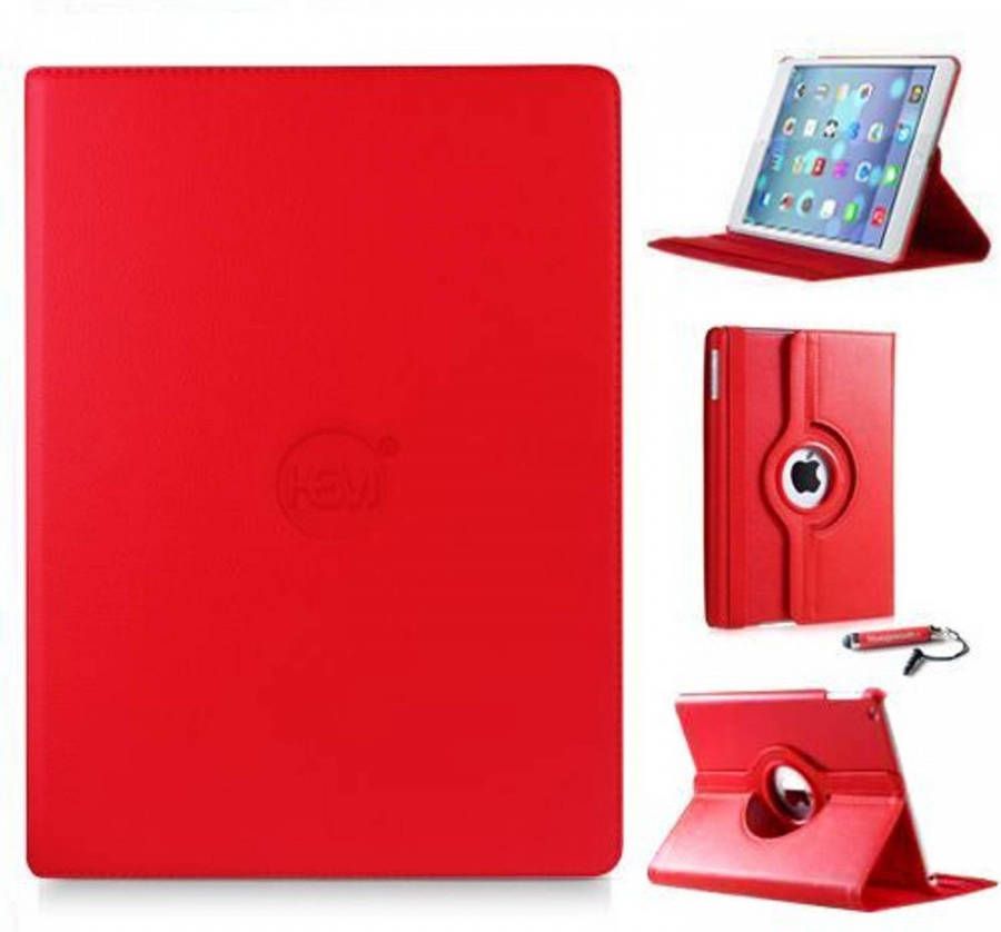 HEM iPad Pro 9.7 360 graden draaibare tablethoes Rood met Hoesjesweb stylus Ipad hoes Tablethoes