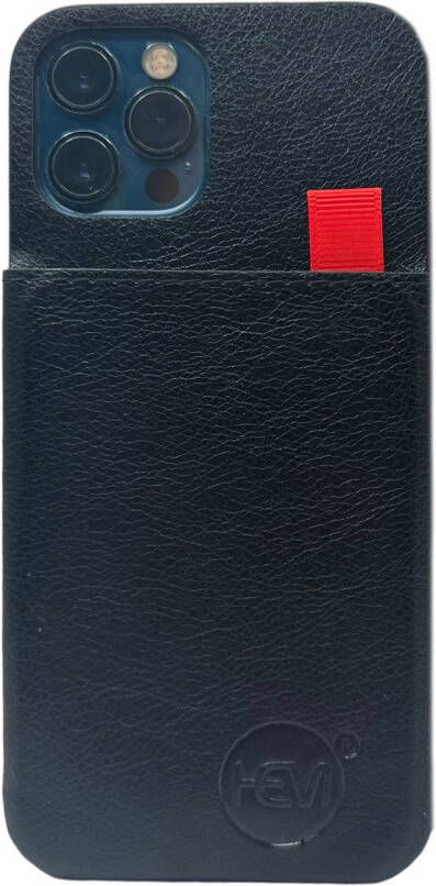 HEM Luxe Lederen Back Cover Geschikt voor iPhone 13 Pro Zwart Telefoonhoesje Achterkant voor 3 pasjes