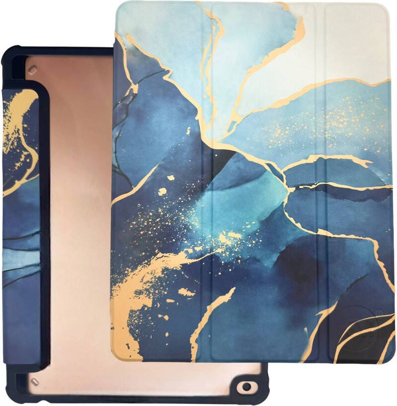 HEM Marble Blue iPad 9.7 hoes geschikt voor iPad 5 iPad 6 Air Air 2 9.7 inch Vouwbare Cover Met Stylus