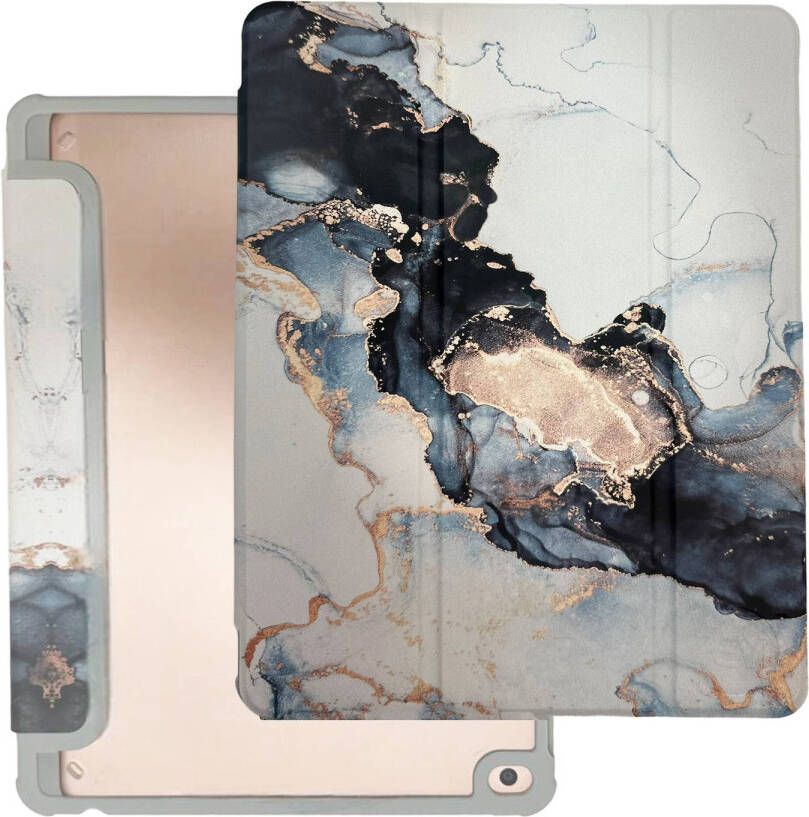 HEM Marble Grey iPad hoes geschikt voor iPad 10 (2022) 10.9 Vouwbare Autowakecover 10.9 hoes iPad 10e generatie