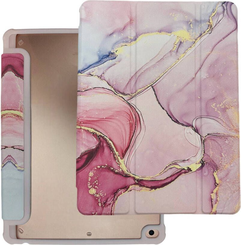 HEM Marble Rose Gold iPad hoes geschikt voor iPad 10.5 (2017 2019) iPad 10.2 (2019 2020 2021) Vouwbare Autowakecover