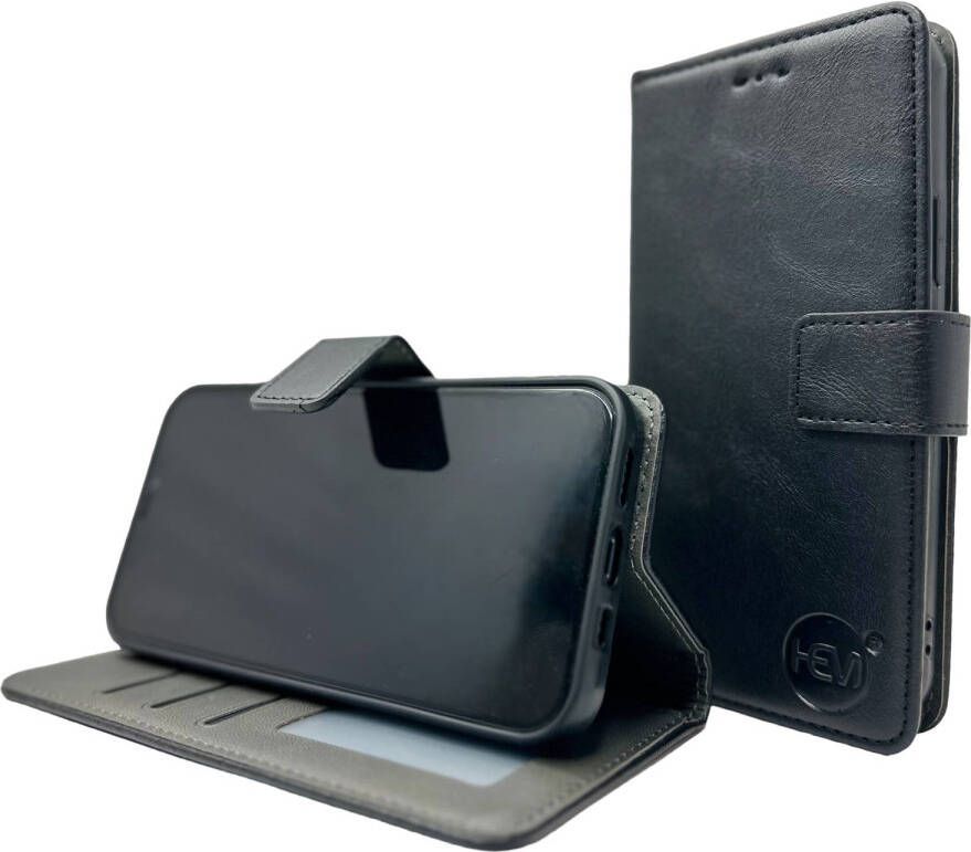 HEM Stylish Book Case (geschikt voor iPhone 15 Plus) hoesje met 3 pasjesuitsnedes + fotovakje Portemoneehoesje Zwart