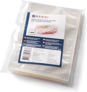 Hendi Vacumeerzakken Vacuumzakken Voedsel 25x15cm 100 Stuks Geschikt voor vacuümkamerverpakkingsmachines Vacuum Opbergzakken BPA Vrij