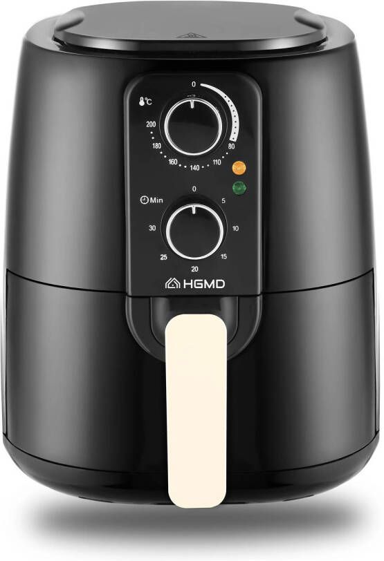 HGMD Airfryer XL 5 Liter Analoog 1500W 80 tot 200°C Zwart Heteluchtfriteuse Airfryer oven Heteluchtoven