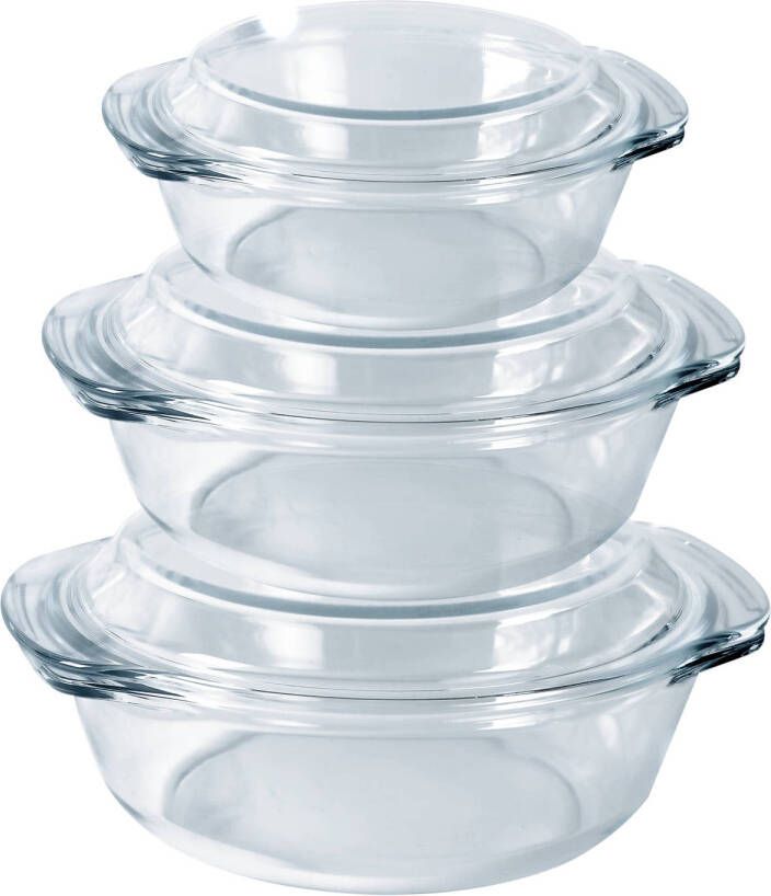 HGMD Ovenschalen set 3 Delig 700 ML 1500 ML 2000ML Rond Vaatwasserbestendig