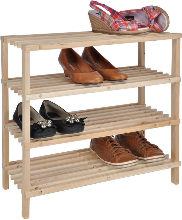 Hi 1x Smalle houten schoenenrekjes 4 laags 54 cm Schoenenrekken schoenenstandaards