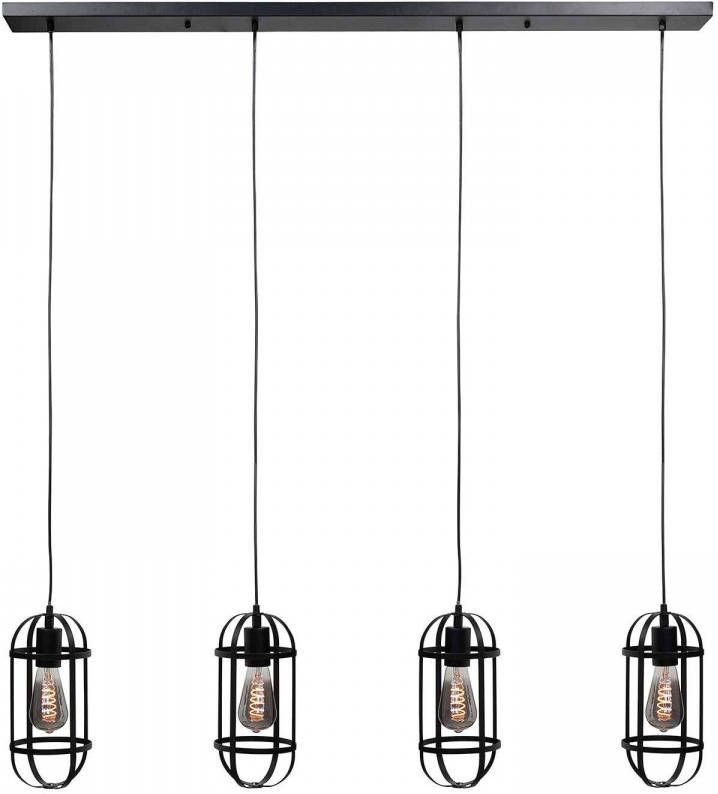 Highlight Hanglamp Longo Mat Zwart 4 Lichts 120cm