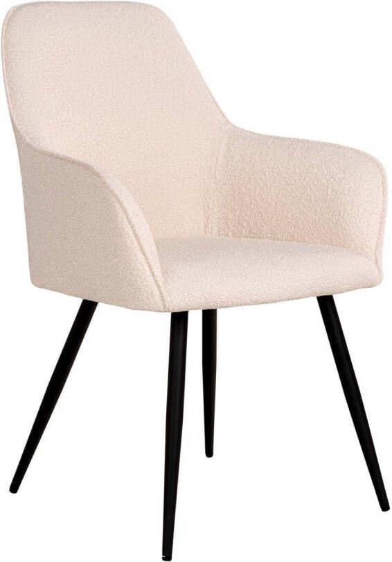 Hioshop 2 x Harbo eetkamerstoel bouclé wit.