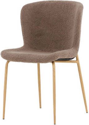 Hioshop 2 x Modesto eetkamerstoel teddy bruin.