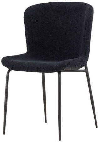 Hioshop 2 x Modesto eetkamerstoel teddy zwart.