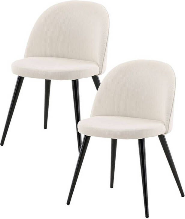 Hioshop 2 x Skagen eetkamerstoel fluweel beige zwart.
