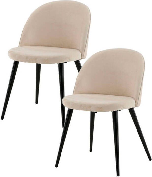 Hioshop 2 x Skagen eetkamerstoel velours beige zwart.