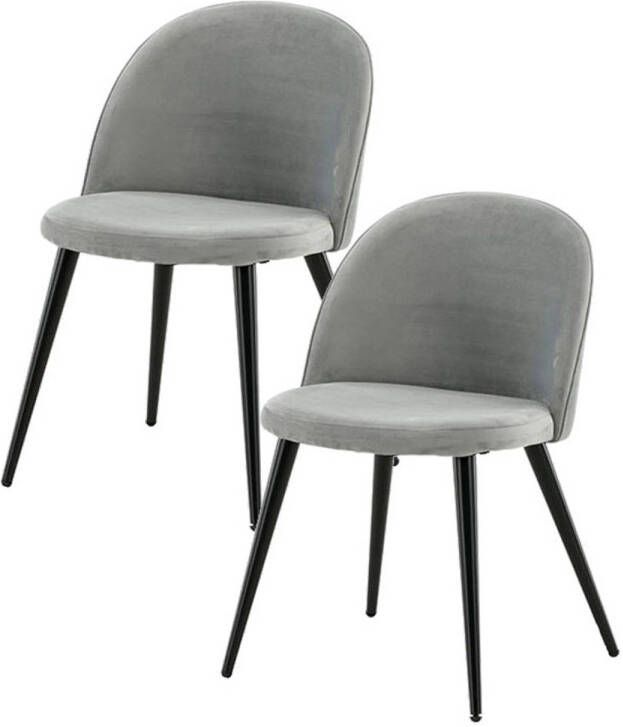 Hioshop 2 x Skagen eetkamerstoel velours grijs zwart.