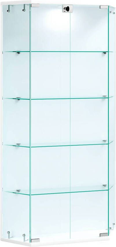 Hioshop BenilaL vitrinekast wandmontage 2 deuren wit.