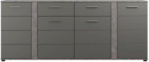 Hioshop Blake dressoir 4 deuren 2 laden mat grijs Matera.