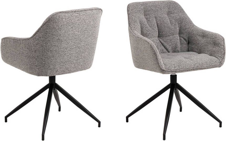 Hioshop Brasis eetkamerstoel met armleuningen draaifunctie lichtgrijs.