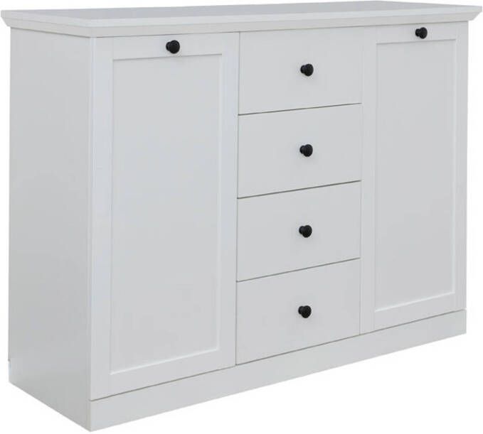 Hioshop Brax dressoir 2 deuren en 4 lades wit.