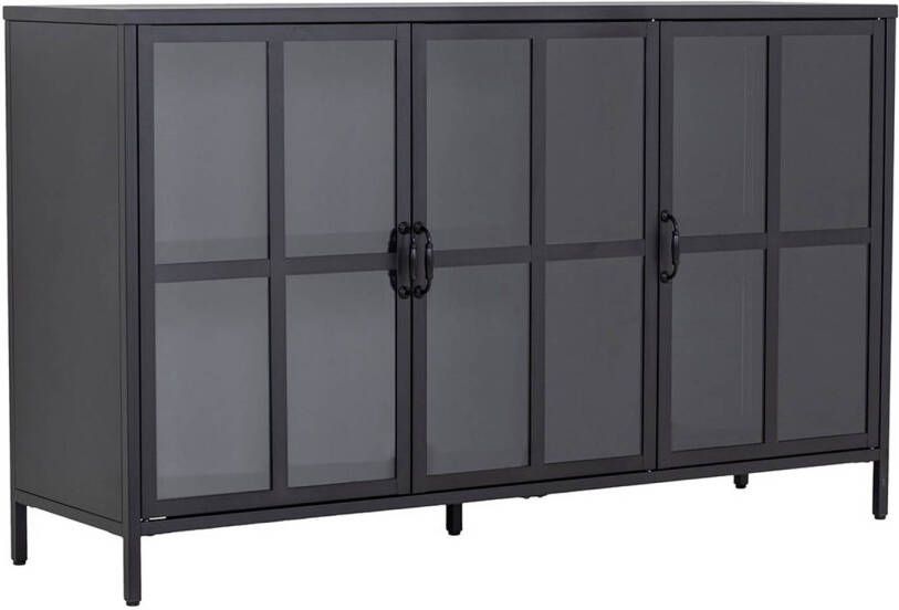 Hioshop Chilly dressoir 3 glazen deuren zwart.