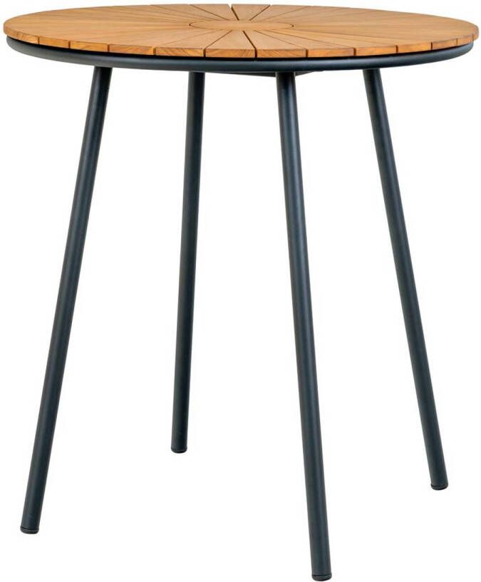 Hioshop Cleveland café tafel Ø70cm buitenshuis teak zwart.