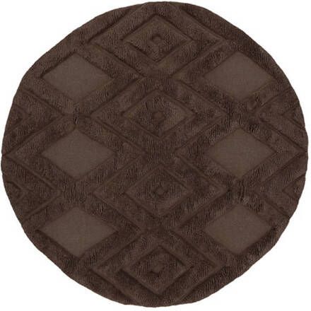 Hioshop Dahlia vloerkleed Ø200cm donker bruin.