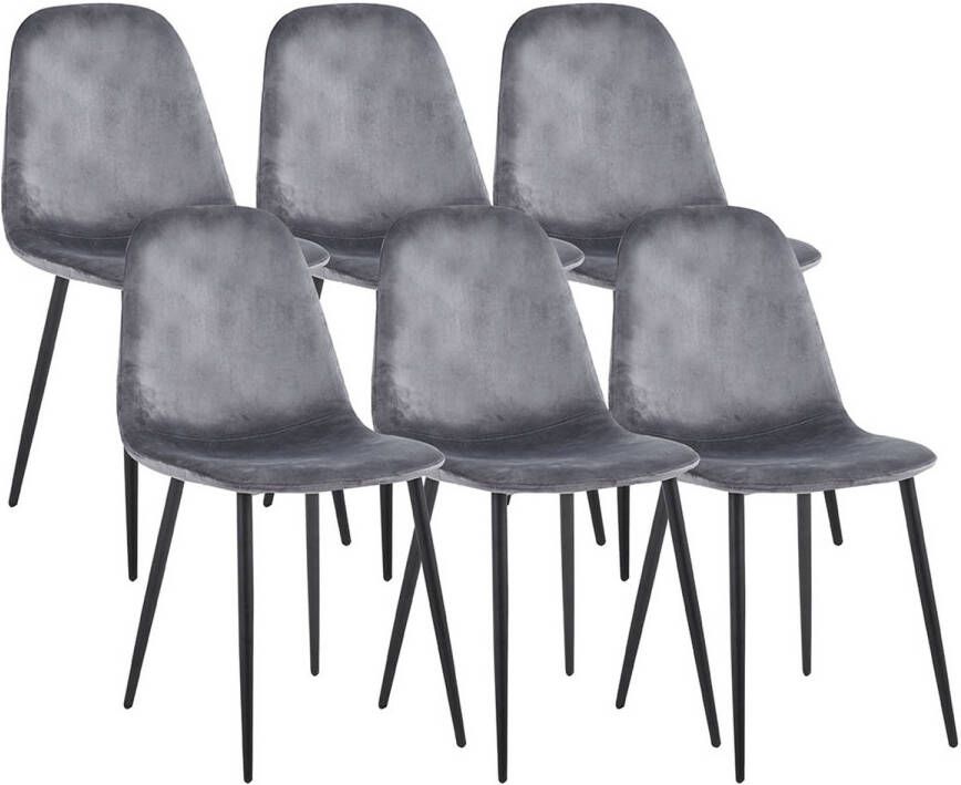 Hioshop Fiolo6 eetkamerstoel set van 6 stuks. lichtgrijs.