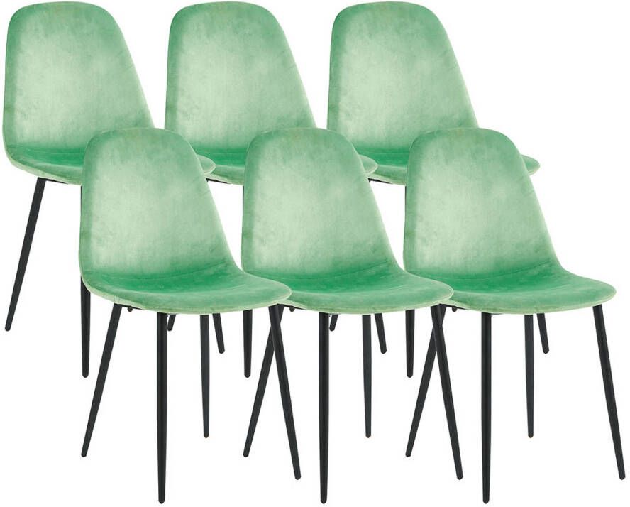Hioshop Fiolo6 eetkamerstoel set van 6 stuks. muntgroen.