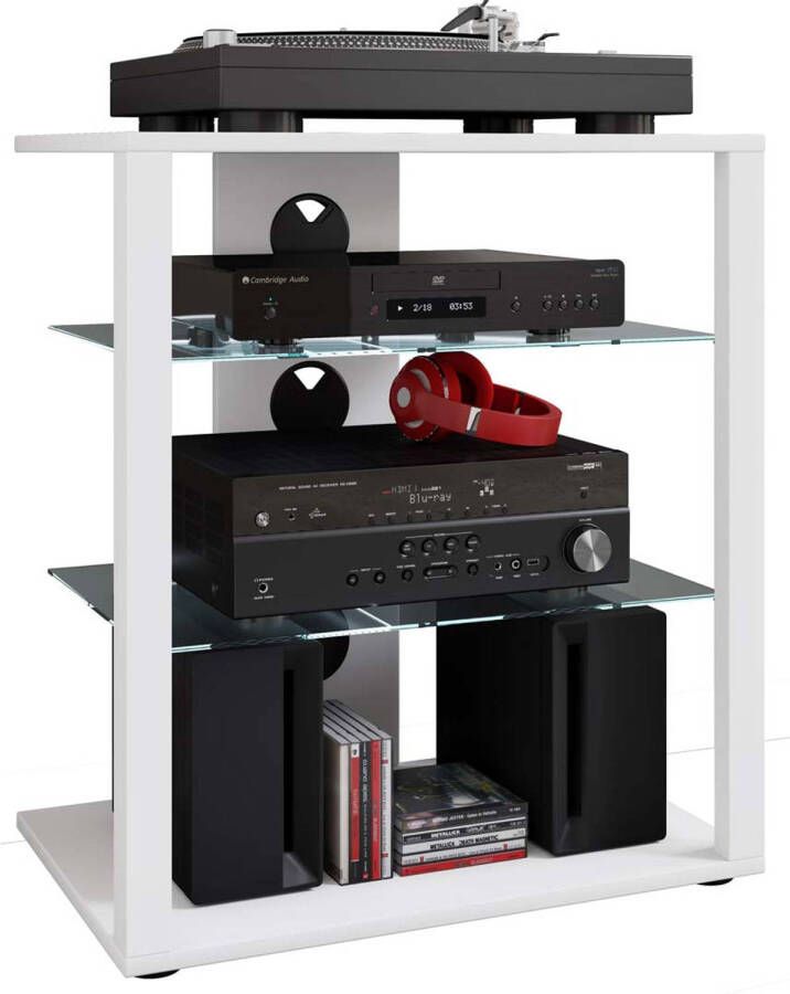 Hioshop Folas Hifi-meubels 3 planken wit.