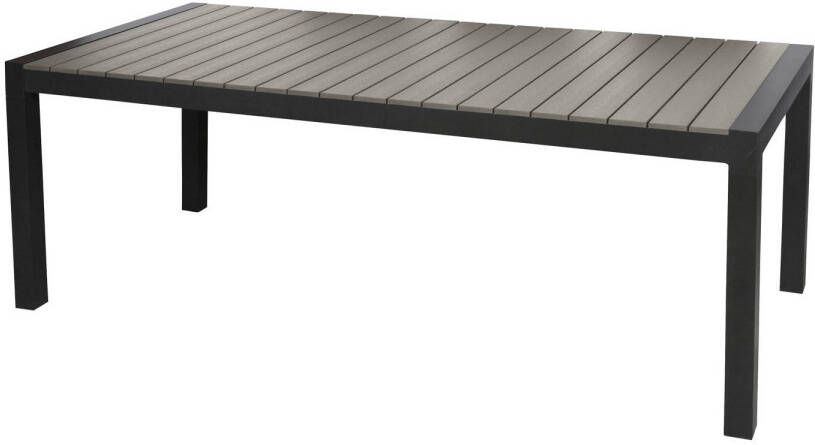 Hioshop Garp Tuintafel Incl. 2 Inlegplaten 223-343 Cm Zwart grijs.