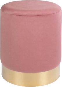 Hioshop Gavin Voetenbank Poef Roze Met Bronskleurige Rand.