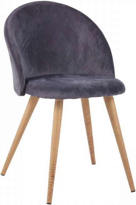 Hioshop Set van 4 Halmstad eetkamerstoel donkergrijs bruin.