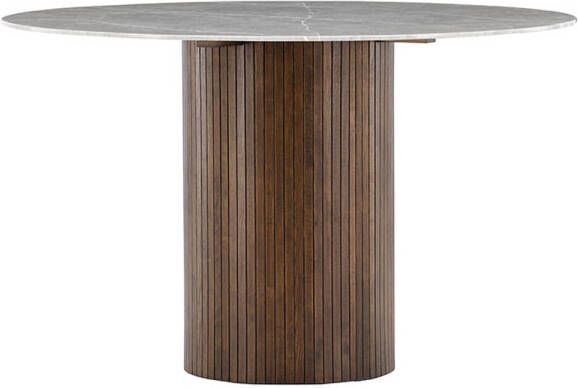 Nohr Ronde Eettafel Audrin Glas met marmerlook 120cm Bruin Japandi