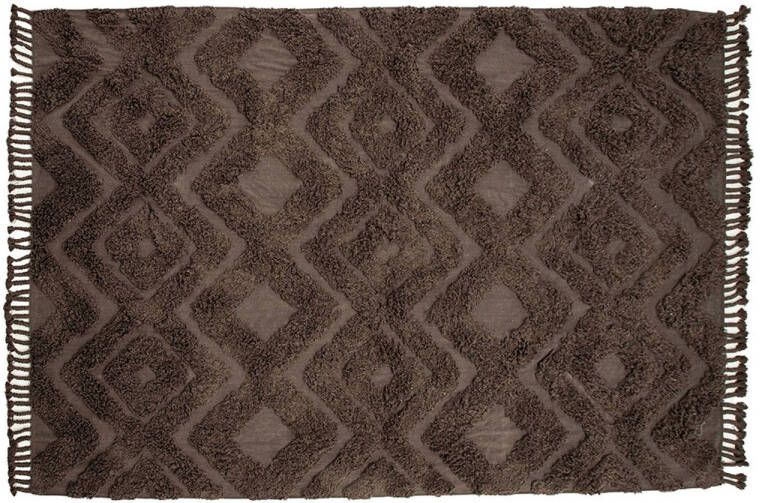 Hioshop Hilma vloerkleed 300x200cm bruin.