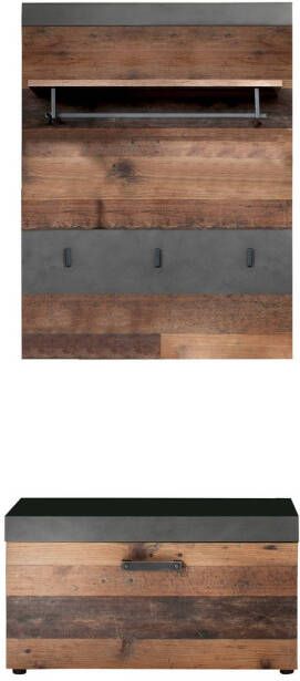 Hioshop Irwin garderobe opstelling E grijs Matera decor Old Wood decor.