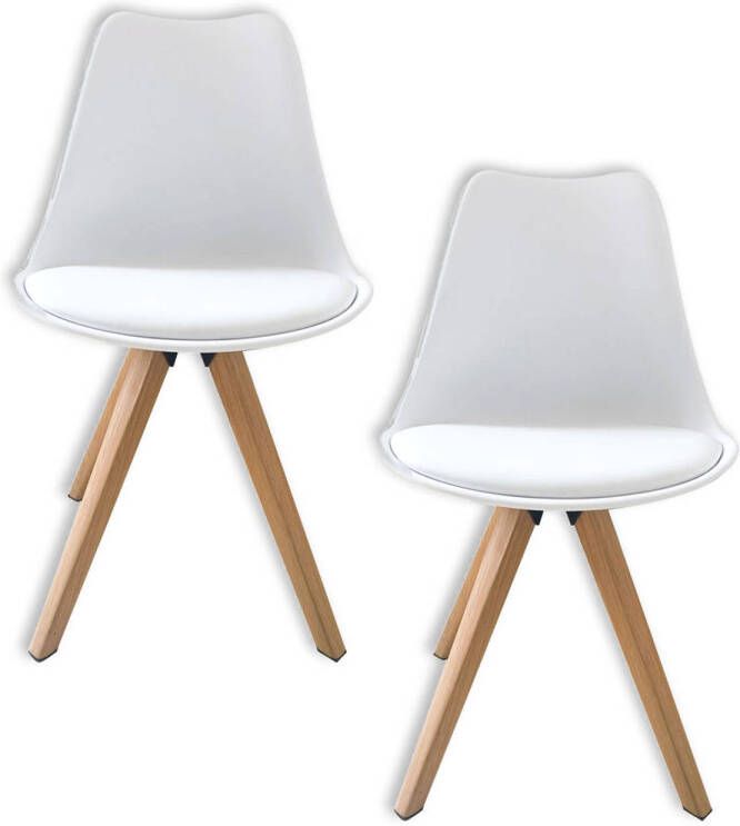 Hioshop Kim eetkamerstoel set met 2 stuks wit.
