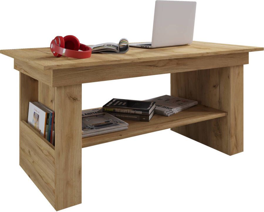 Hioshop Kobila salontafel met 1 plank en 2 vakkenHoning eiken decor.