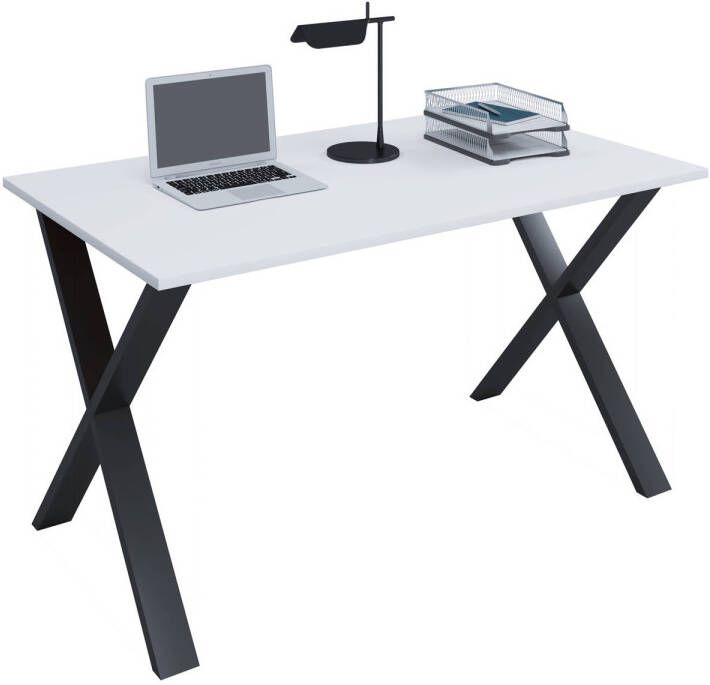 Hioshop Lona Bureau 140x50 cm X-frame wit zwart.